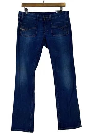 Diesel Wenga Solid Straight Leg Jeans Blue Y2K Low Rise Patch Pockets Size 30 thumbnail 1