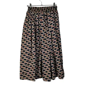 Boutique Stone Flower Navy Blue &‎ Red Printed Maxi Skirt S thumbnail 2