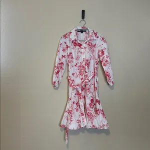 Cynthia Steffe Shirt Dress White Red Floral ‎ Butterfly Print Size Small thumbnail 2