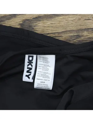 DKNY Womens O-Ring-Trim Crossover Ruched Tankini Top Swim DIMKS208 Black S thumbnail 3
