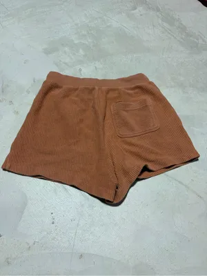 Aerie Rust Ribbed Drawstring Lounge Shorts medium thumbnail 4