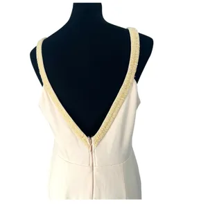 LULU's | XL | Infinite Glory Maxi Dress Beaded Butter Yellow Long Formal V Neck thumbnail 5