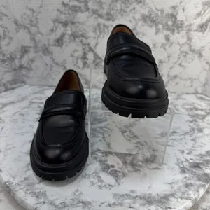 Madewell Bradley Lug Sole Loafer Size 7.5 Black Smooth Leather Chunky Heel thumbnail 4