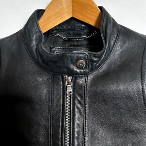 Wilson's Genuine Leather Biker Jacket Womens Medium Black Cafe Racer Moto Bomber thumbnail 9