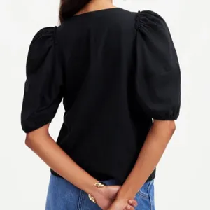 Madewell Top Womens Puff-Sleeve Tee Short Basic Everyday Staple Black Size L NEW thumbnail 2