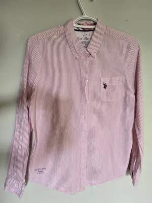 U.S. Polo Assn. Pink and White Striped Button-Down Shirt thumbnail 1