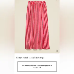 NWOT J. Crew Cotton Voile Beach Coverup Skirt Red & White Stripes Sz L Sold Out thumbnail 3