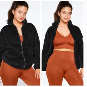 NWT PINK Victoria’s Secret Cozy Black Sherpa Full Zip Fleece Jacket Black XL thumbnail 2