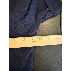 Ralph Lauren LRL XL Sweater Top Navy Blue Quilted Suede Shoulder‎ Patch Ribbed thumbnail 4