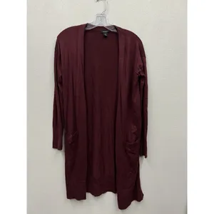 Halogen Cashmere Blend Long Cardigan Sweater size extra small XS Burgundy thumbnail 2