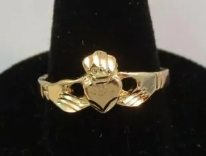 (Size 12) 14KT Gold EP Claddagh Irish Celtic Wedding Ring thumbnail 1