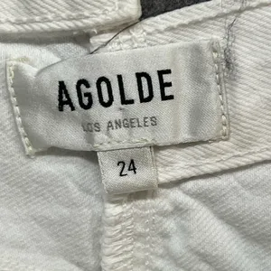Agolde Jeans Womens 24 White Organic Cotton High Rise Criss Cross Straight Leg thumbnail 12