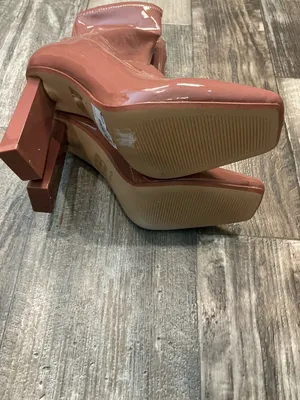 Aldo Glossy Mid-Calf Block Heel Boots in Chestnut Pink Size 6.5 thumbnail 7