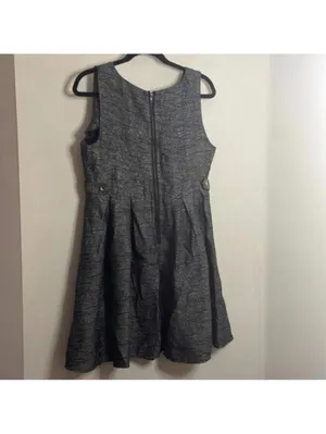 Ya Los Angeles Grey Patterned Metallic Thread Sleeveless Fit and Flare Dress thumbnail 6