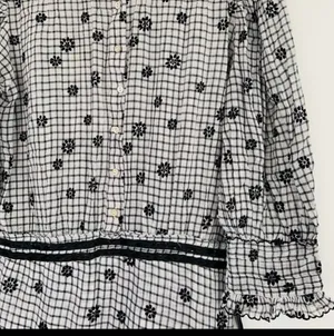 LoveShackFancy Lorelei Charcoal Floral Gingham Plaid Mini Dress Size Large thumbnail 7