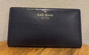Kate Spade Staci‎ Large Slim Bifold Wallet Saffiano Leather Navy thumbnail 1