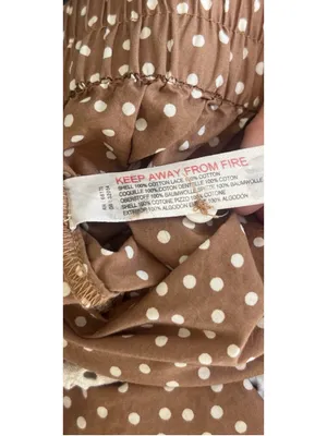 Anthropologie Brown Polka Dot Eyelet Micro Mini PJ Shorts Large Cottage Prairie thumbnail 6