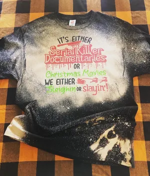 Hanes Christmas serial Killer Funny T-shirt thumbnail 1