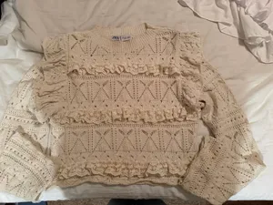 ZARA Top Sleeve Ruffle White thumbnail 1