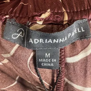 Adrianna Papell copper mocha & white abstract satin wide leg pants medium NWT thumbnail 5