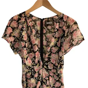 Reformation Plunging Floral Mini Dress Pink Roses thumbnail 2