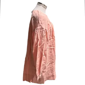 J. Crew Gathered popover dress in linen Peach Clay Size Small NWT thumbnail 6
