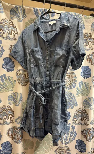 Denim romper brand new. Sweet Genesis brand from boutique. Size large. thumbnail 1