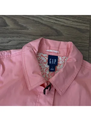 GAP Women's Vibrant Coral Pink Trench Coat Hidden Buttons Pockets Trendy Cotton thumbnail 2