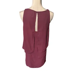 Chelsea 28 Wine Nina Leonard Sleeveless Tie Back Chiffon Float Dress Size S thumbnail 2