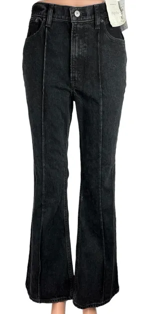 Abercrombie & Fitch Cotton Pockets Black High Rise Stretch Flared Denim Jeans 2 thumbnail 1