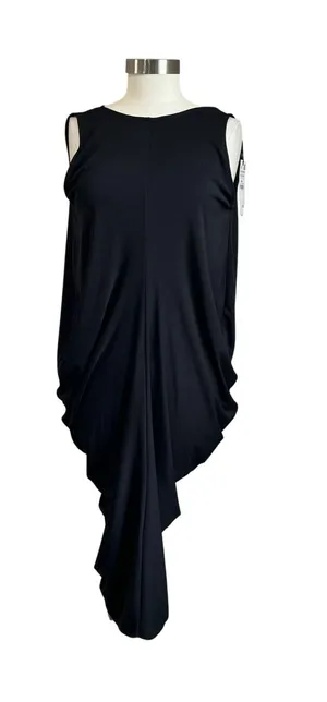 Zara‎ Black Draped Midi Dress XS NWT Elegant Minimalist Cocktail Chic thumbnail 1