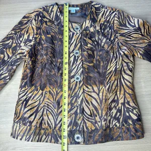 COLDWATER CREEK Size 12 Animal Print Brown Jacket Blazer Tiger Boho City Glam thumbnail 7