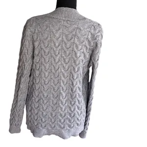 Cyrus Womens Gray Cable Knit Open Front Cardigan Sweater‎ Textured Medium Chic thumbnail 3
