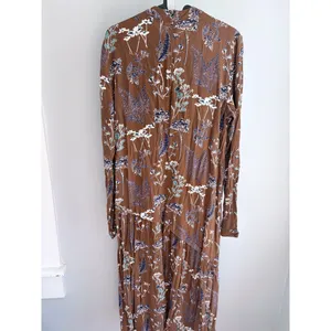 PIECES Brown Navy Floral Long Sleeve Maxi Dress S thumbnail 3