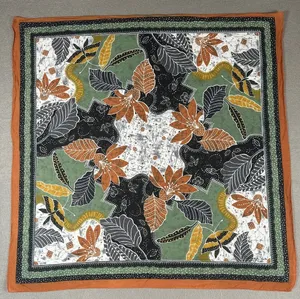 Vintage Accessory Street Oscar De La Renta Leaf Pattern Cotton Scarf thumbnail 1