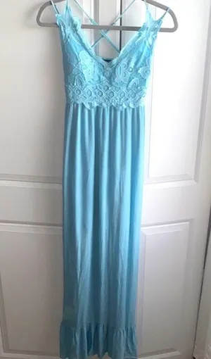 Rue21 Maxi Long Dress Blue XS lace thumbnail 1