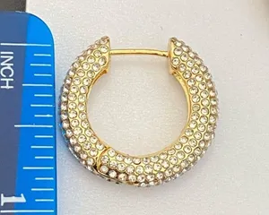 New Baublebar Carina Gold Pavé Crystal Encrusted Huggie Hoops earrings thumbnail 7