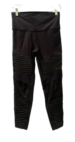 ALO Yoga Moto Black Ribbed Workout Leggings Women's Size Medium Casual Gym Sport thumbnail 1