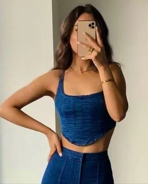 Zara Denim Blue Women's Crop Top Size S thumbnail 1
