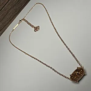 Kendra Scott Mabel Rose Gold Tone & Druzy Necklace Adjustable Length 15 - 17 In thumbnail 2