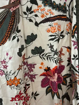 by Anthropologie Floral Lace-Trim Midi Dress in White with Red & Pink Blooms S-8 thumbnail 7