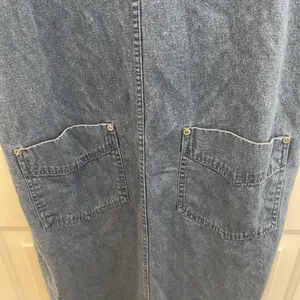 Vintage Denim Button Front Sleeveless Maxi Dress Jumper‎ Blue Cottage Coastal thumbnail 4