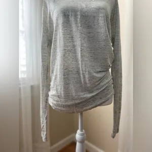 ATHLETA Shiva Linen Metallic Shimmer Long Sleeve Top in Gray Heather Size XS thumbnail 7