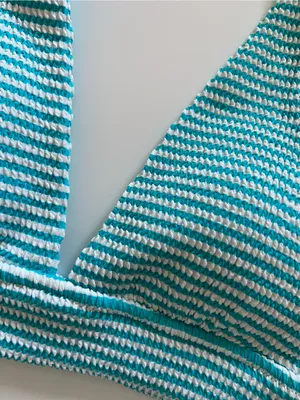 {American Eagle Aerie} Brand New Crinkle Stripe Longline Plunge Bikini Top thumbnail 6