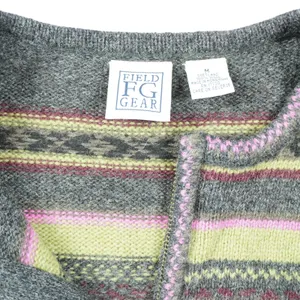 Field Gear Women's Medium Shetland Wool Sweater Quarter Zip Fair‎ Isle Striped thumbnail 3
