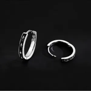 925 Silver Plated Small Silver Hoop Earrings for Men Women,Punk Hip Hop Earrings thumbnail 2