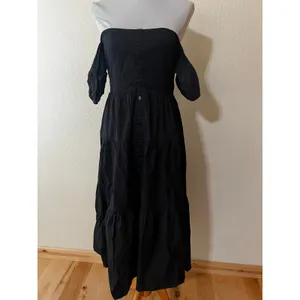 Staud Elio Dress Off The Shoulder Tiered Midi Faded Black Cotton WOMENS 6 thumbnail 2