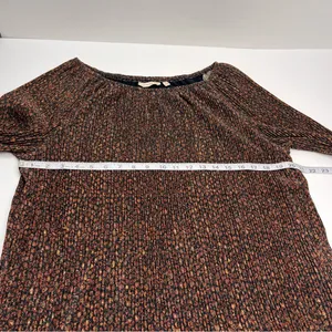 Soft Surroundings Carmella Metallic Top Womens SZ Large Brown Black Gold Blouse‎ thumbnail 6
