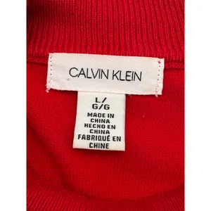Calvin‎ Klein Sweater Women Large Red Mock Neck Button Shoulder Knit Long Sleeve thumbnail 5