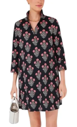 Tuckernuck Megan Black Pink Dahlia Floral Shift Mini Dress Size S thumbnail 1